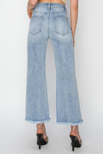 Load image into Gallery viewer, RISEN High Rise Frayed Hem Cropped Wide Leg Blue Denim Jeans