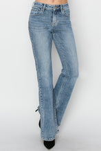 Load image into Gallery viewer, RISEN Mid Rise Blue Wash Denim Bootcut Jeans