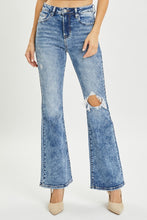 Load image into Gallery viewer, RISEN High Waisted Distressed Blue Denim Flared Leg Jeans