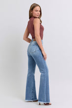 Load image into Gallery viewer, Judy Blue Raw Hem High Rise Blue Denim Bootcut Jeans