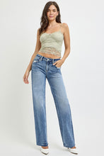 Load image into Gallery viewer, RISEN High Rise Distressed Straight Leg Blue Wash Denim Jeans