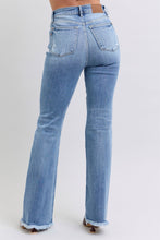 Load image into Gallery viewer, Judy Blue Raw Hem High Rise Blue Denim Bootcut Jeans