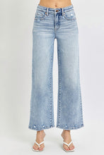 Load image into Gallery viewer, RISEN Tummy Control Crop Blue Washed Denim Wide Leg Jeans