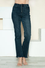 Cargar imagen en el visor de la galería, Judy Blue Button Fly Hem Destroy Blue Denim Straight Leg Jeans
