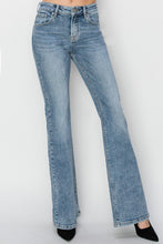 Load image into Gallery viewer, RISEN Mid Rise Blue Wash Denim Bootcut Jeans