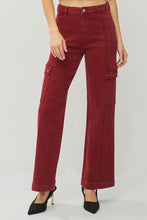 Cargar imagen en el visor de la galería, RISEN High Rise Wide Leg Cargo Red Denim Jeans