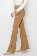 Load image into Gallery viewer, RISEN Brown Side Slit Flared Leg Denim Jeans