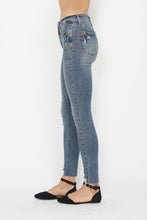Load image into Gallery viewer, Judy Blue Tummy Control Vintage Wash Hem Destroy Blue Denim Skinny Jeans