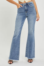 Cargar imagen en el visor de la galería, RISEN High Waist Raw Hem Flared Leg Blue Denim Jeans