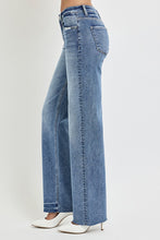 Load image into Gallery viewer, RISEN High Rise Distressed Straight Leg Blue Wash Denim Jeans