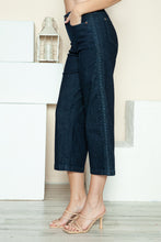 Load image into Gallery viewer, Judy Blue Side Seam Braid Detail Crop Wide Leg Blue Wash Denim Jeans