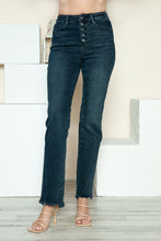 Cargar imagen en el visor de la galería, Judy Blue Button Fly Hem Destroy Blue Denim Straight Leg Jeans