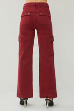 Cargar imagen en el visor de la galería, RISEN High Rise Wide Leg Cargo Red Denim Jeans