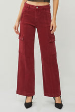 Cargar imagen en el visor de la galería, RISEN High Rise Wide Leg Cargo Red Denim Jeans