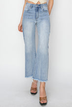 Load image into Gallery viewer, RISEN High Rise Frayed Hem Cropped Wide Leg Blue Denim Jeans