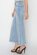 Load image into Gallery viewer, RISEN High Rise Frayed Hem Cropped Wide Leg Blue Denim Jeans
