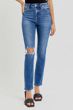 Cargar imagen en el visor de la galería, RISEN High Rise Ankle Skinny Knee Distressed Blue Denim Jeans