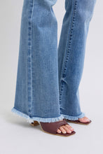 Load image into Gallery viewer, Judy Blue Raw Hem High Rise Blue Denim Bootcut Jeans
