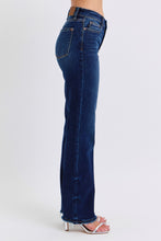 Load image into Gallery viewer, Judy Blue Raw Hem Dark Blue Denim Straight Leg Jeans