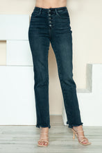 Cargar imagen en el visor de la galería, Judy Blue Button Fly Hem Destroy Blue Denim Straight Leg Jeans