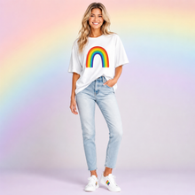 Load image into Gallery viewer, Classic Watercolor Rainbow Premium Crewneck T-shirt