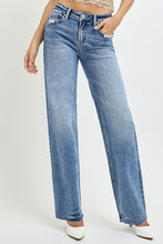 Load image into Gallery viewer, RISEN High Rise Straight Leg Blue Wash Denim Jeans