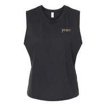 Load image into Gallery viewer, Peace Women's Cotton Jersey Extended Crop Muscle Tank Top