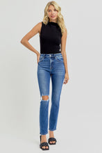 Cargar imagen en el visor de la galería, RISEN High Rise Ankle Skinny Knee Distressed Blue Denim Jeans