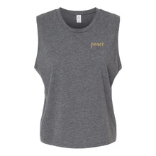 Load image into Gallery viewer, Peace Women's Cotton Jersey Extended Crop Muscle Tank Top
