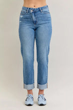 Cargar imagen en el visor de la galería, Judy Blue High Waist Bf Criss-cross Mild Destroy Jeans with Single Cuff