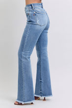 Load image into Gallery viewer, Judy Blue Raw Hem High Rise Blue Denim Bootcut Jeans