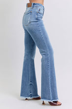Load image into Gallery viewer, Judy Blue Raw Hem High Rise Blue Denim Bootcut Jeans