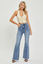 Cargar imagen en el visor de la galería, RISEN High Waist Raw Hem Flared Leg Blue Denim Jeans
