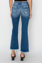 Load image into Gallery viewer, RISEN Frayed Chewed Raw Hem Distressed Blue Denim Straight Leg Jeans