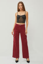 Cargar imagen en el visor de la galería, RISEN High Rise Wide Leg Cargo Red Denim Jeans