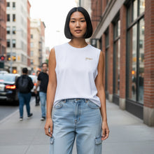 Load image into Gallery viewer, Peace Women's Cotton Jersey Extended Crop Muscle Tank Top