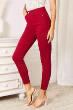 Load image into Gallery viewer, Judy Blue Ruby High Waisted Tummy Control Red Denim Skinny Jeans