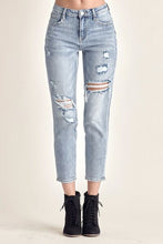 Load image into Gallery viewer, RISEN Distressed Cropped Blue Denim Skinny Jeans