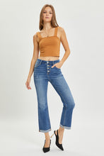 Загрузить изображение в средство просмотра галереи, RISEN Button Fly Flared Leg Blue Denim Cropped Jeans