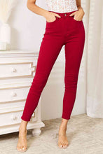 Load image into Gallery viewer, Judy Blue Ruby High Waisted Tummy Control Red Denim Skinny Jeans