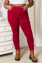 Load image into Gallery viewer, Judy Blue Ruby High Waisted Tummy Control Red Denim Skinny Jeans