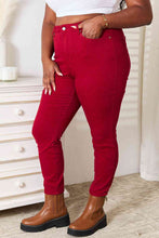 Load image into Gallery viewer, Judy Blue Ruby High Waisted Tummy Control Red Denim Skinny Jeans