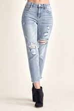 Load image into Gallery viewer, RISEN Distressed Cropped Blue Denim Skinny Jeans