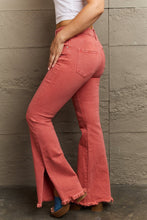 Load image into Gallery viewer, RISEN Bailey High Rise Raw Side Slit Hem Flared Leg Pink Denim Jeans