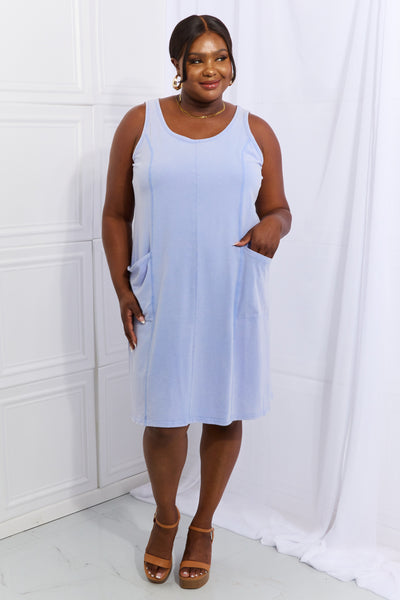 NEW COLOR JUST DROPPED! HEYSON "Look Good Feel Good" Periwinkle Washed Sleeveless Side Slit Hem Dress