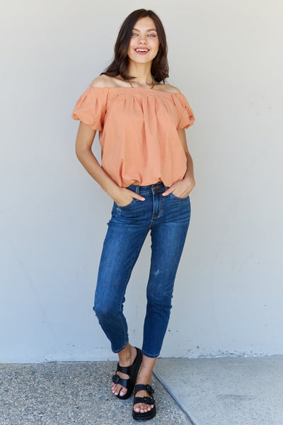 TOP SELLER! HEYSON "Light The Way" Peach Off The Shoulder Puffy Sleeve Top