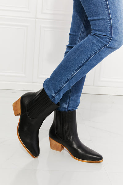 TOP RATED! MM Shoes "Love The Journey" Solid Black Block Heel Chelsea Boots