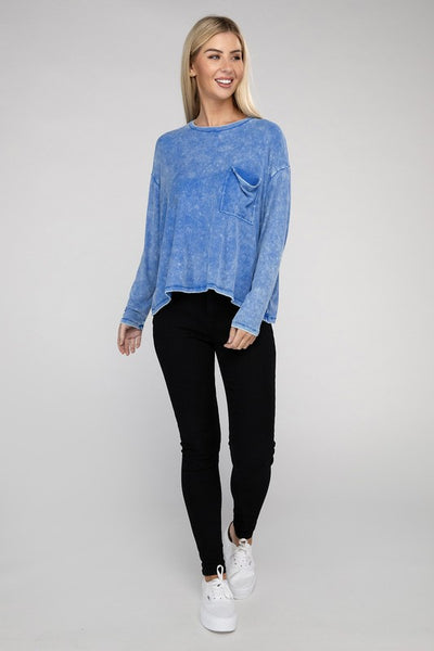 TOP RATED Zenana "Park Place" Stone Washed Soft Ribbed Oversized Relaxed Fit Top