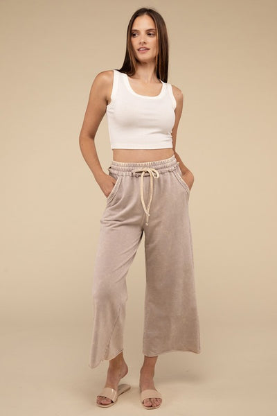 NEW ARRIVAL SELLING FAST!!! Zenana Washed French Terry Palazzo Pants
