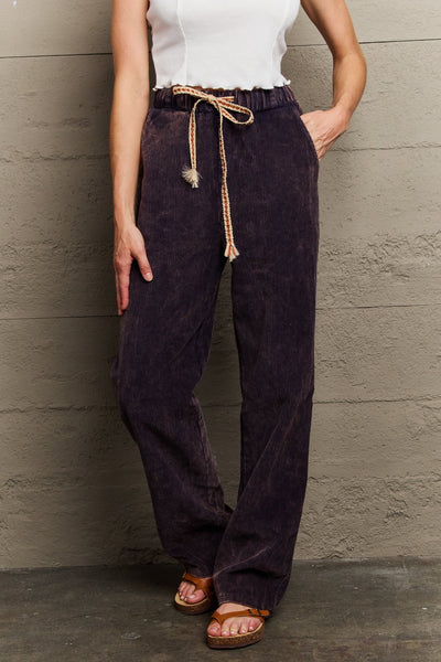 FASHION INFLUENCERS FAVORITE POL "Leap of Faith" Midnight Navy Blue Corduroy Straight Leg Pants